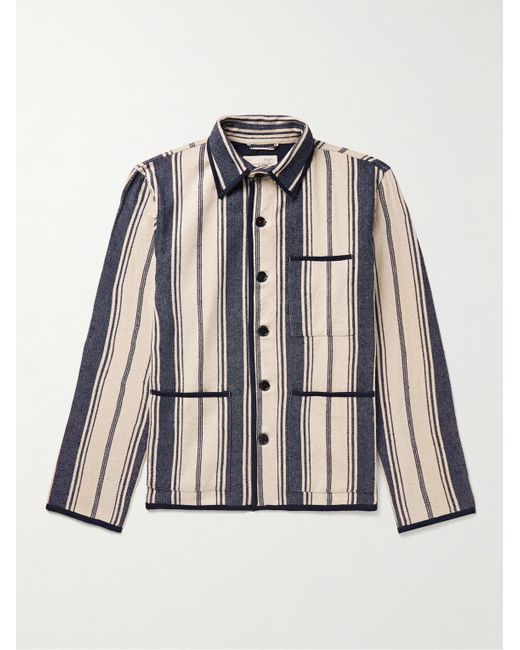 Kardo Natural Paris Striped Cotton-canvas Jacquard Jacket for men