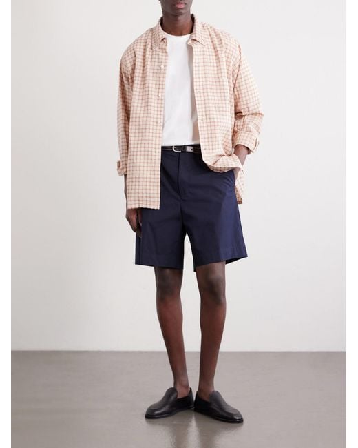 Beams Plus Natural Button-Down Seersucker Checked Cotton And Linen-Blend Shirt for men
