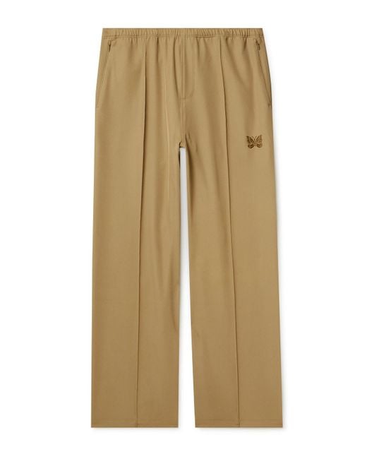 Needles Natural Straight-leg Logo-embroidered Twill Trousers for men