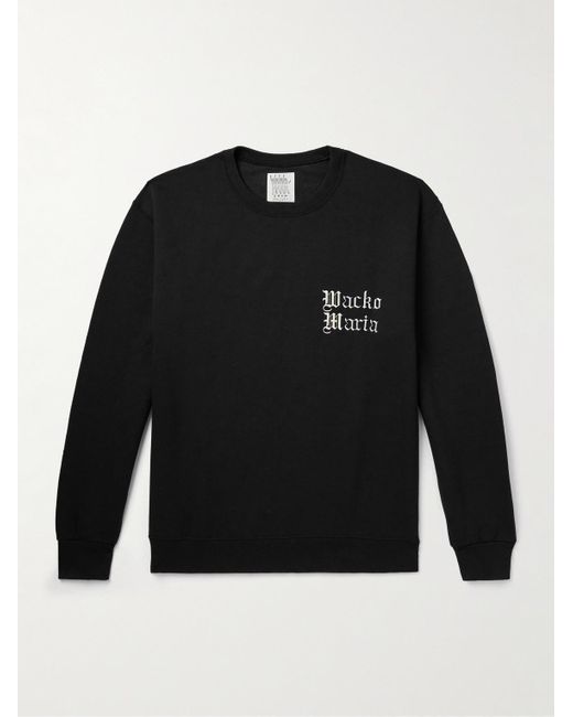 Wacko Maria Black Logo-embroidered Printed Cotton-blend Jersey Sweatshirt for men