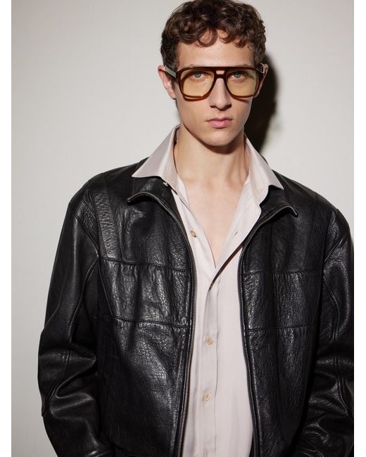 Saint Laurent Brown Aviator-Style Acetate Optical Glasses for men