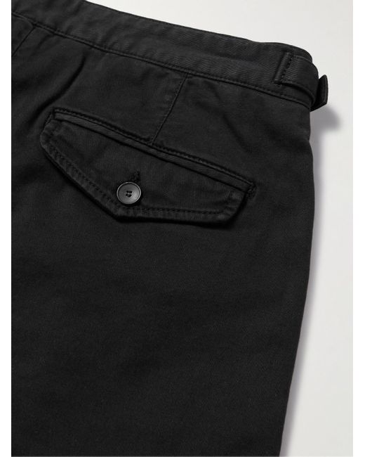 Mr P. Black Wide-leg Pleated Organic Cotton-blend Twill Shorts for men