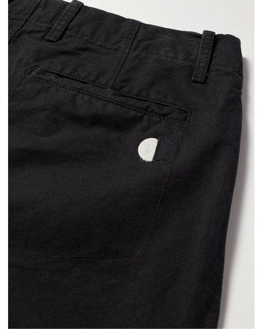Folk Black Assembly Straight-leg Pleated Cotton-twill Trousers for men
