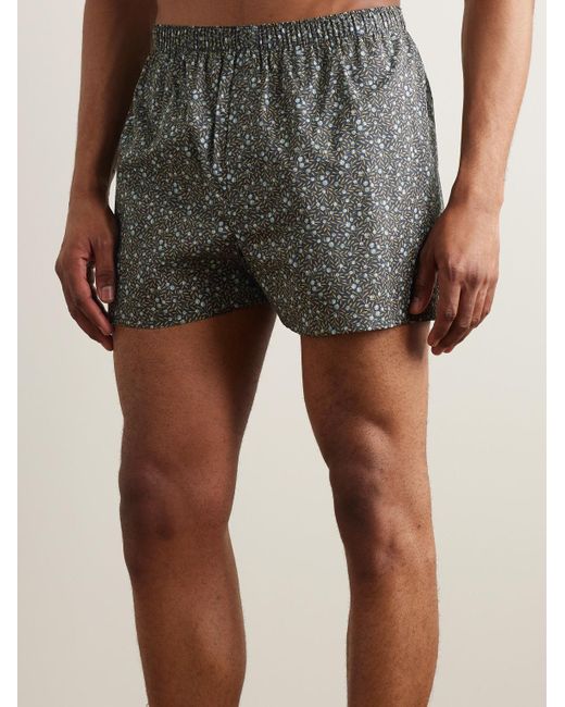 Sunspel Gray Floral-print Cotton Boxer Shorts for men