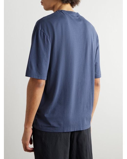 Officine Generale Blue Benny Pigment-Dyed Lyocell And Cotton-Blend Jersey T-Shirt for men