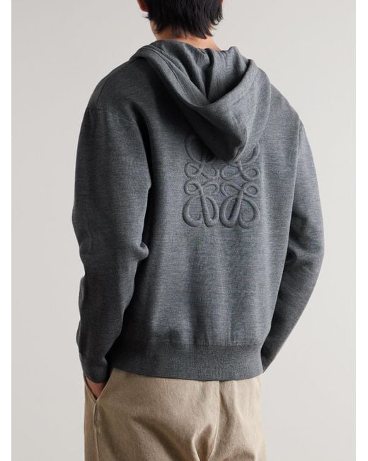 Loewe Kapuzenjacke aus einer Wollmischung mit Reißverschluss und Logoprägung in Gray für Herren