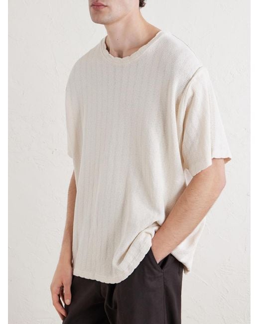 A Kind Of Guise Natural Thuy Pointelle-knit Cotton And Linen-blend T-shirt for men