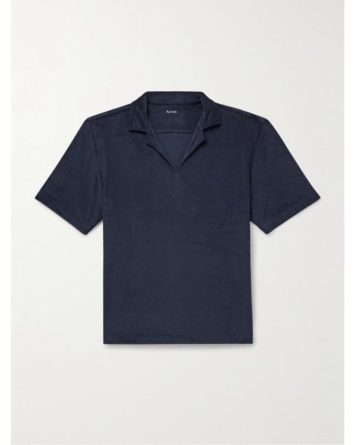 Paul Smith Blue Logo-appliquéd Striped Cotton-blend Terry Polo Shirt for men