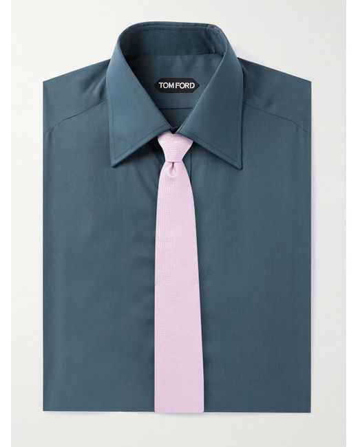 Tom Ford Hemd aus Popeline aus einer Lyocell-Mischung mit Cutaway-Kragen in Blue für Herren
