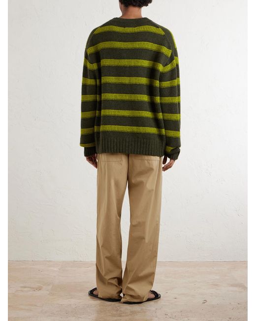 The Elder Statesman Green Ridgeline Striped Cashmere-Blend Sweater for men