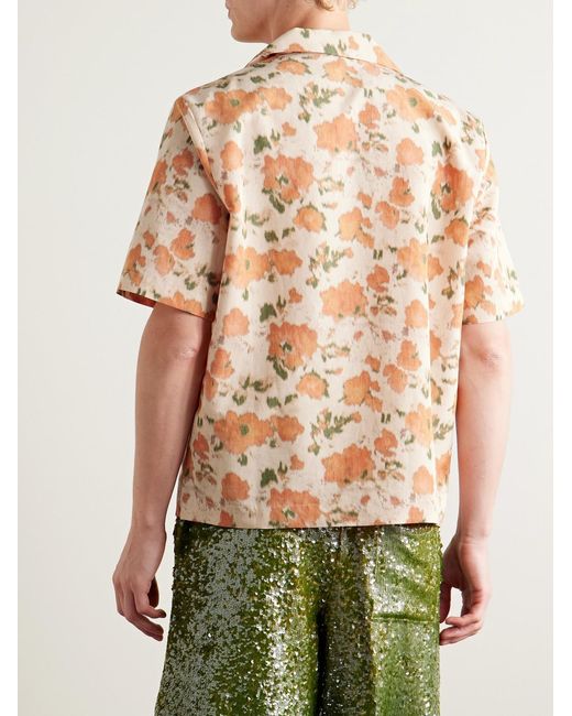Séfr Orange Pino Floral-print Woven Shirt for men