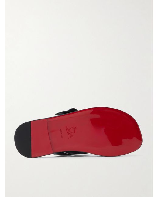 Christian Louboutin Black Emircross Leather Sandals for men
