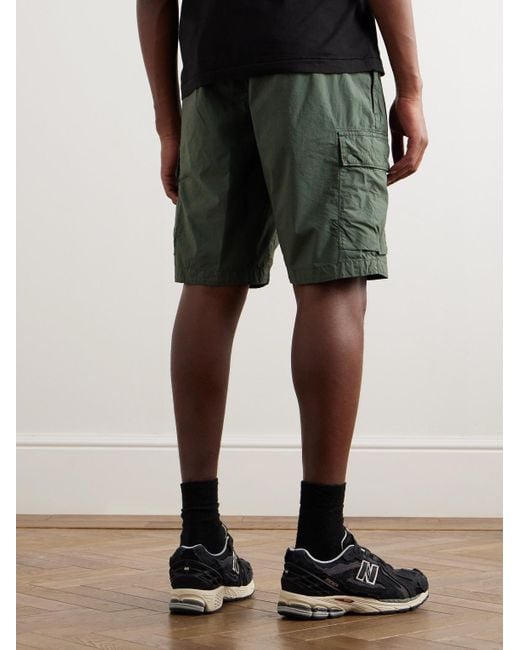 Stone Island Green Straight-leg Logo-appliquéd Cotton-blend Canvas Cargo Shorts for men
