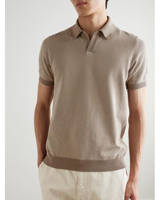 Mr P. Natural Honeycomb-knit Organic Cotton Polo Shirt for men