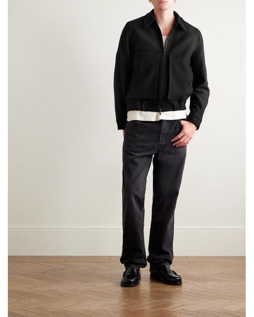 Oliver Spencer Black Arlington Wool-blend Felt Bomber Jacket for men