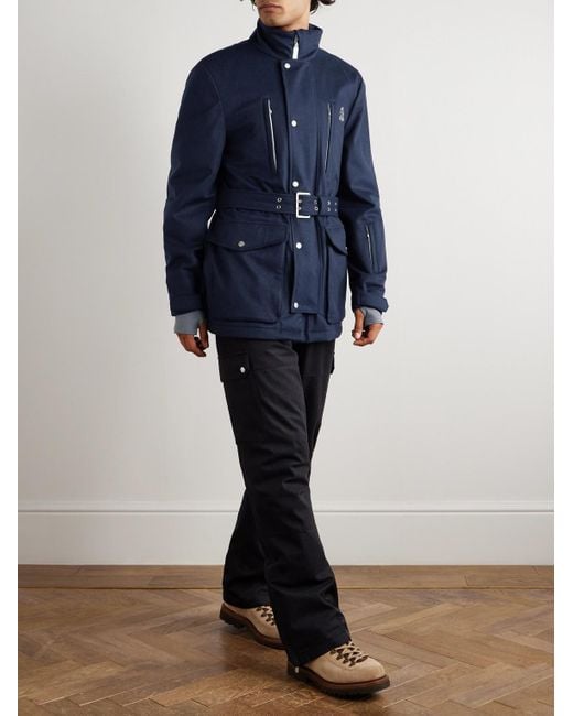Brunello Cucinelli Blue Belted Stretch-Jersey Trimmed Padded Wool-Felt Ski Jacket for men