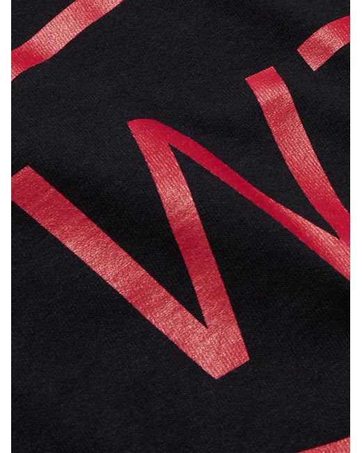 (w)taps Black Logo-Print Appliquéd Cotton-Jersey T-Shirt for men