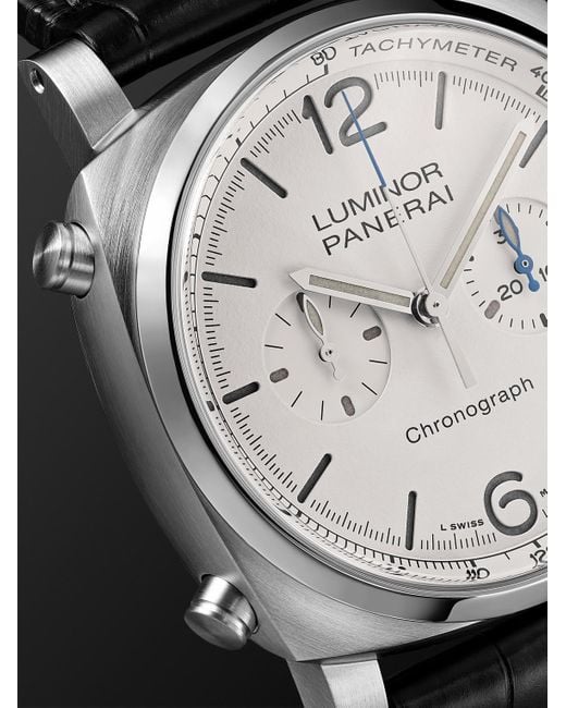 Panerai Black Luminor Chrono Automatic Flyback Chronograph 44Mm Stainless Steel And Alligator Watch, Ref. No. Pam1218 for men