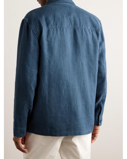 Club Monaco Blue Linen Shirt Jacket for men