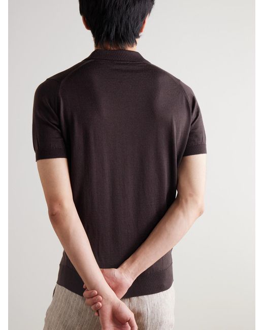 John Smedley Black Payton Slim-Fit Merino Wool Polo Shirt for men