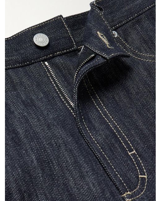 Jeans a gamba larga con logo jacquard di Gucci in Blue da Uomo