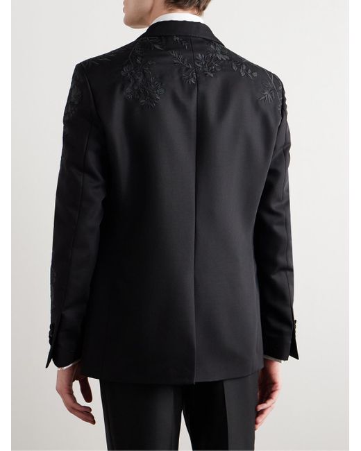 Etro Black Embellished Wool And Mohair-blend Tuxedo Jacket for men