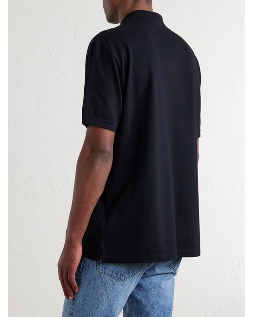 Ralph Lauren Black Cotton And Cashmere-Blend Piqué Polo Shirt for men