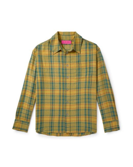 The Elder Statesman Green Pashmina Checked Wool And Cashmere-Blend Shirt for men