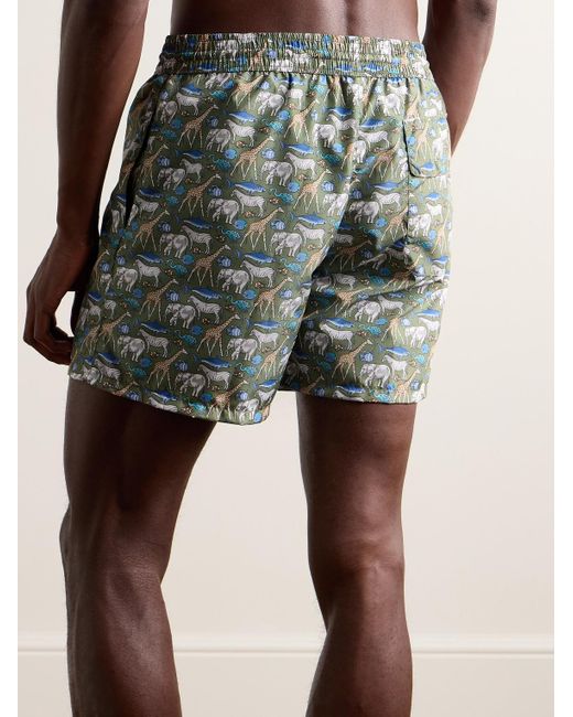 Shorts da mare medi a gamba dritta in shell stampato di Rubinacci in Green da Uomo