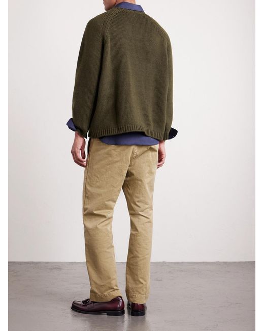Bode Green Ribbed-Knit Cashmere Sweater for men