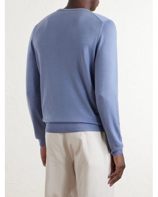 Canali Blue Wool Sweater for men