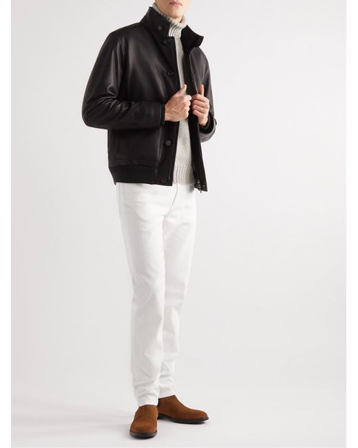 Loro Piana White Grafton Cashmere Rollneck Sweater for men