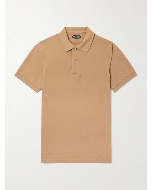 Tom Ford Natural Garment-Dyed Cotton-Piqué Polo Shirt for men