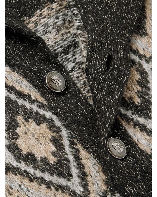 Brunello Cucinelli Gray Shawl-Collar Wool, Silk And Cashmere-Blend Cardigan for men