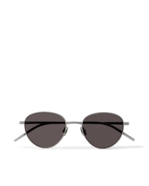 Bottega Veneta Metallic Panthos Round-Frame Brushed-Titanium Sunglasses for men