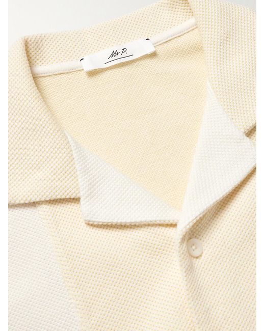 Mr P. Natural Camp-Collar Two-Tone Organic Cotton-Piqué Shirt for men