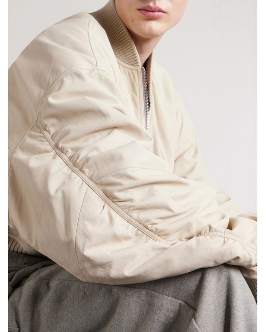 Rick Owens Natural Secchia Leather Bomber Jacket for men
