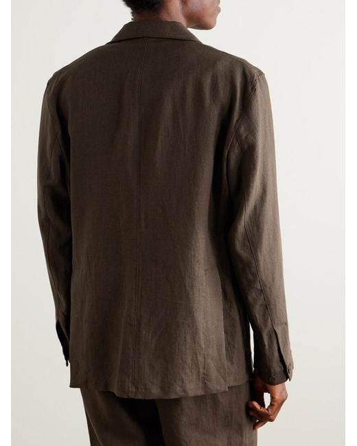 STÒFFA Brown Unstructured Washed-Linen Blazer for men