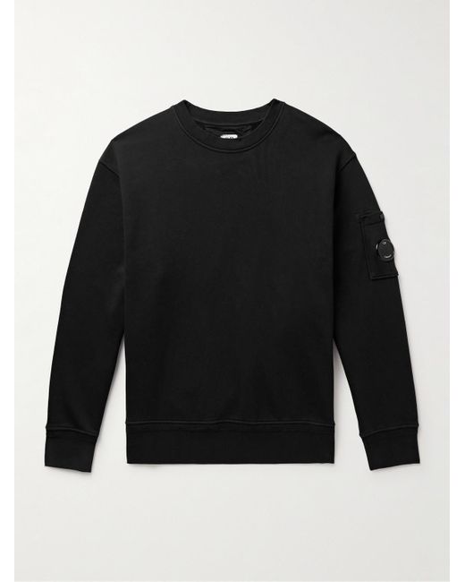 C P Company Black Logo-appliquéd Cotton-jersey Sweatshirt for men
