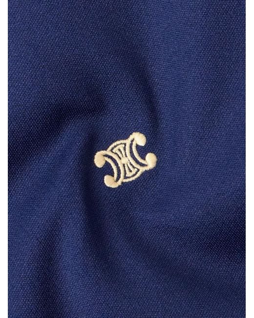 Céline Blue Striped Logo-Embroidered Jersey Track Jacket for men