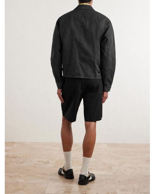 Auralee Blue Garment-Dyed Cotton-Twill Blouson Jacket for men