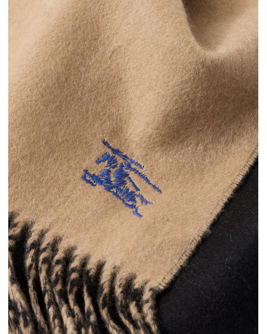 Burberry Wendbarer Schal aus Kaschmir mit Fransen und Logostickerei in Black für Herren