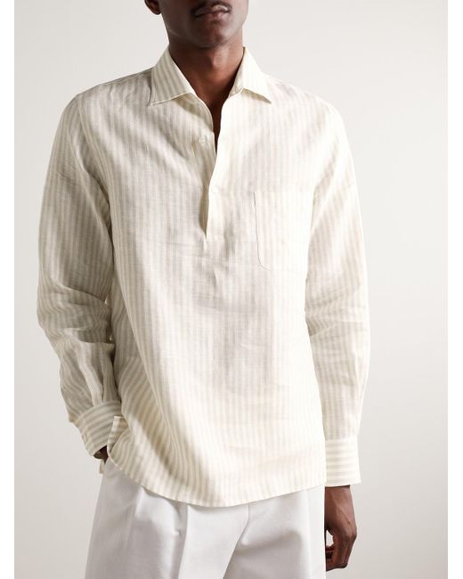 Loro Piana Natural Arizona Striped Linen Shirt for men