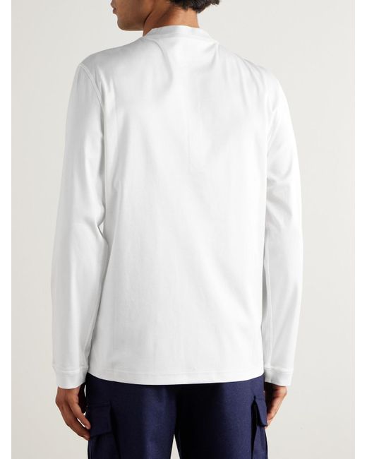 Brunello Cucinelli White Slim-Fit Cotton-Jersey Henley T-Shirt for men