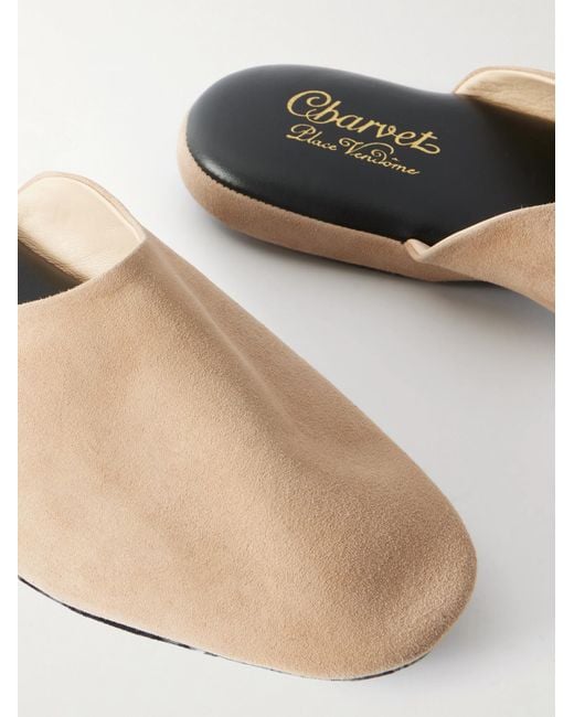 Charvet White Suede Slippers for men