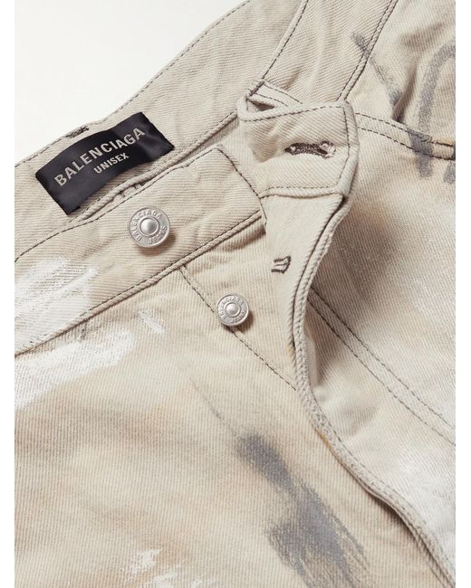 Balenciaga Gray Wide-leg Printed Distressed Jeans for men