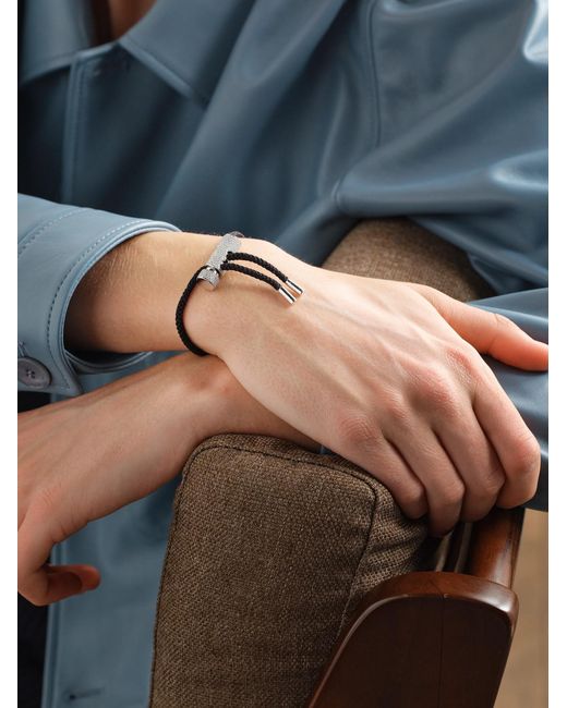 OUIE Black Toggle 14-Karat, Silk Cord And Diamond Necklace And Bracelet for men