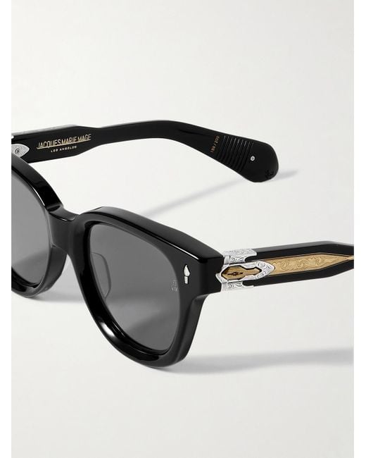 Jacques Marie Mage Mojave Sonnenbrille mit D-Rahmen aus Azetat mit gold- und silberfarbenen Details in Black für Herren