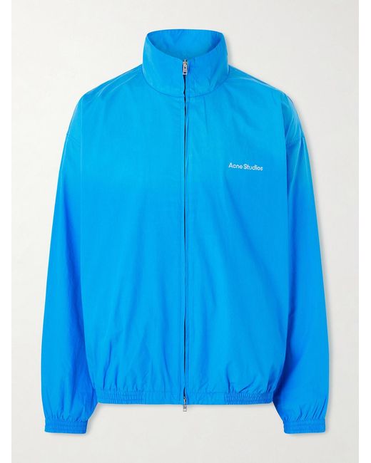 Acne Blue Olando Logo-print Cotton-poplin Jacket for men