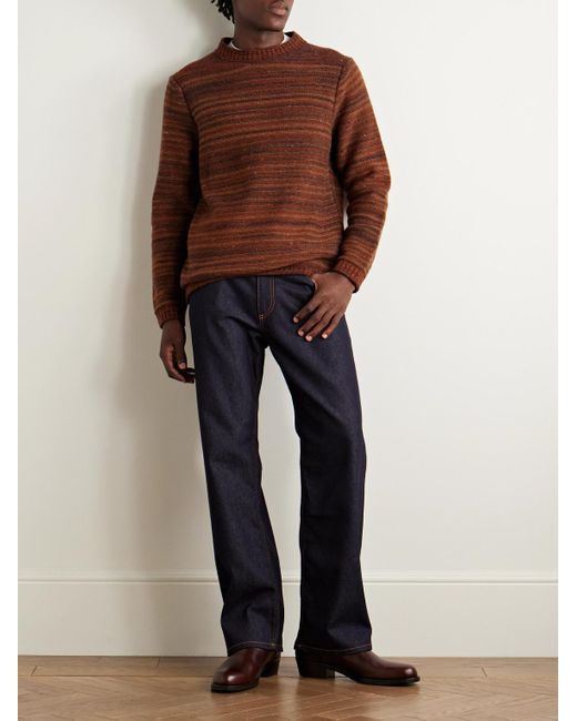Inis Meáin Brown Striped Merino Wool And Cashmere-Blend Sweater for men
